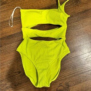 BRAND NEW! Aerie full coverage one piece. Terry cloth. Size medium. Neon yellow.